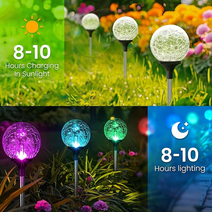 GIGALUMI Solar Garden Lights 6 Pack, Outdoor Solar Lights - Image 4