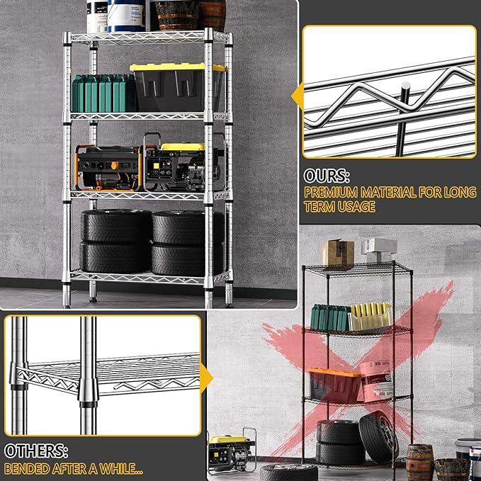 1000 lbs 4 Tier Shelf Metal Storage Shelves Wire Rack Closet Organizers - Image 5