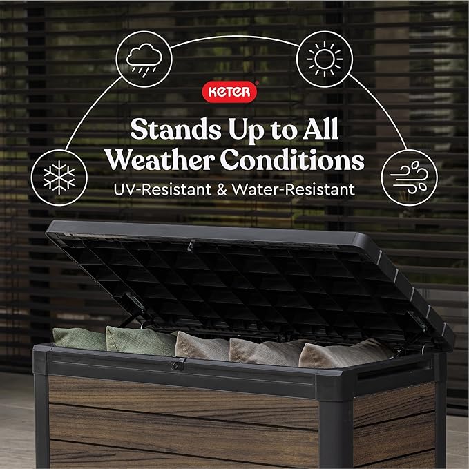 Keter Rosewood 100 Gallon Resin Deck Box Organization and Storage - Image 3