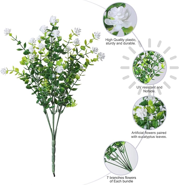 HyeFlora 20 Bundles Artificial Fake Outdoor Plants Flowers - Image 2
