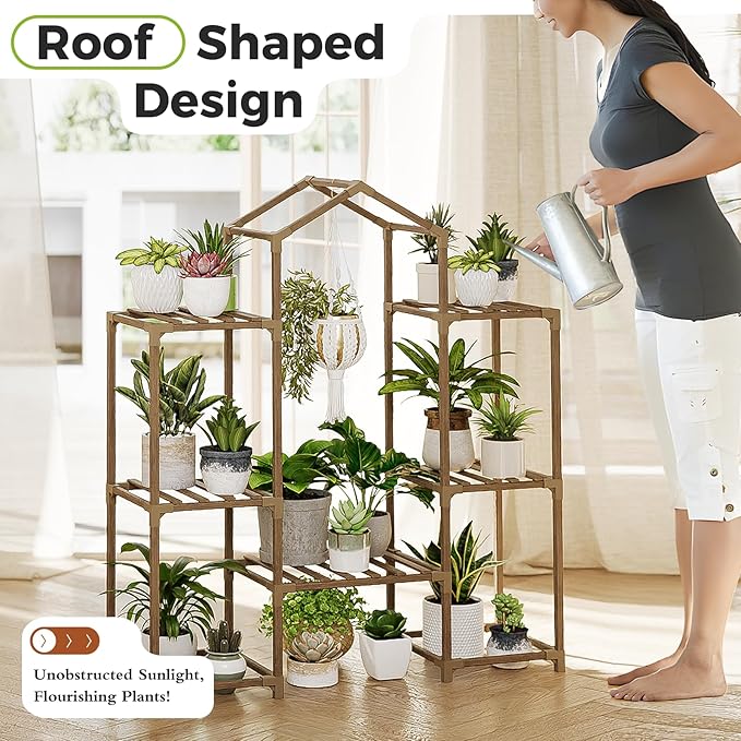 Bamworld Plant Stand Indoor Hanging Plant Shelf Outdoor Large Plant Rack - Image 3
