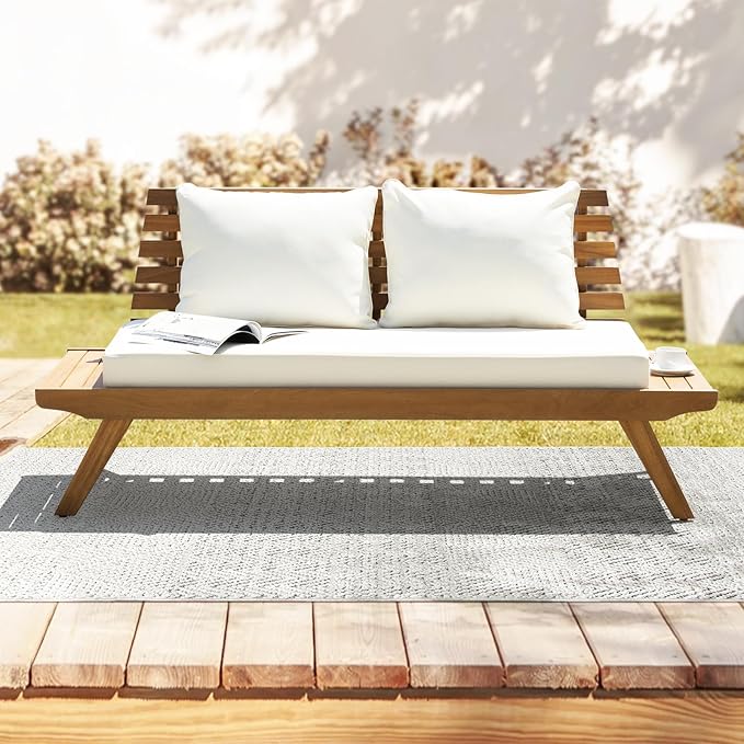 Idzo Lucille Updated 800lbs Capacity Acacia Patio Loveseat, FSC Certified 2 by Idzo