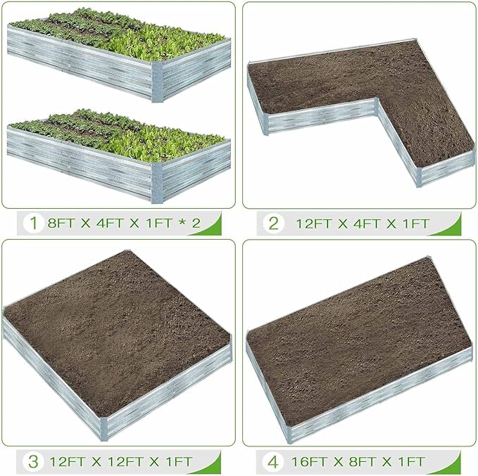 Galvanized Steel Garden Bed 3-Pack, Outdoor Metal Garden Kit - Image 7