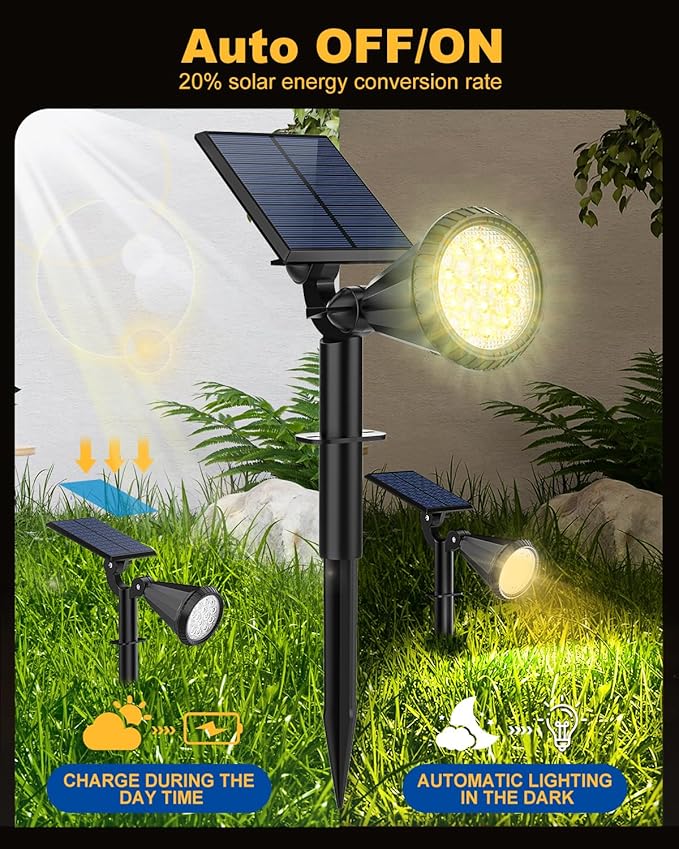 Outdoor Solar Spot Lights, 6 Pack IP65 Waterproof Spotlights - Image 3