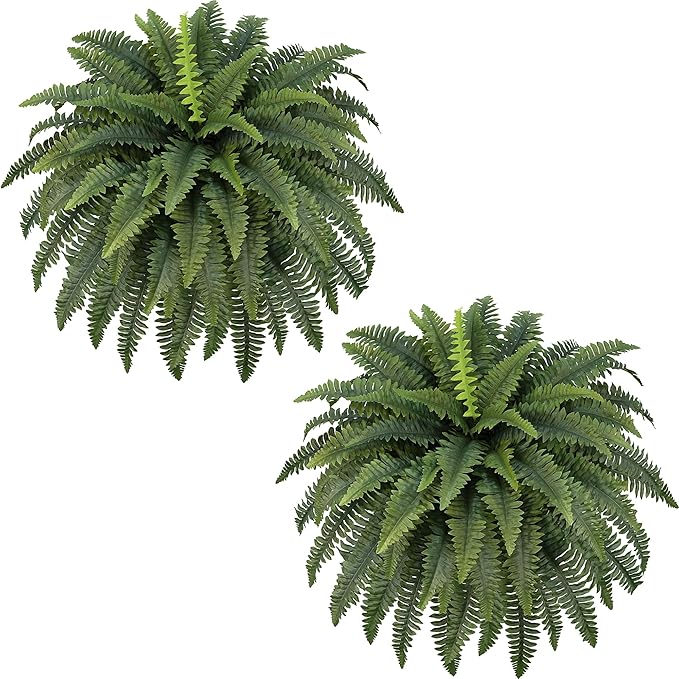 42" Artificial Boston Fern Large Bush Plants, 2 Bundles of Fake Ferns by ForestPrince