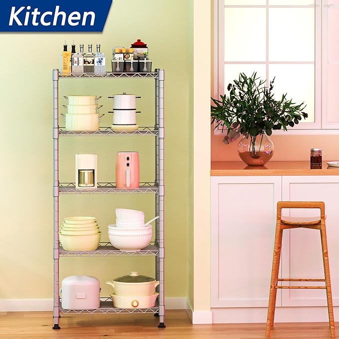 REGILLER 5-Wire Shelving Metal Storage Rack Adjustable Shelves, Standing - Image 2