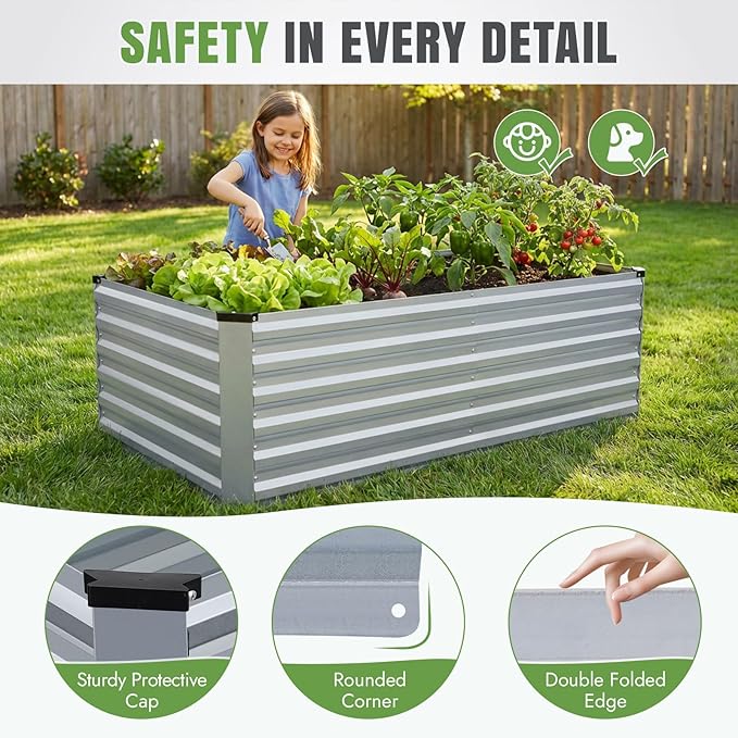 INNO STAGE 6x3x2ft Galvanized Raised Garden Bed, Raised Garden Bed Kit-Metal - Image 7