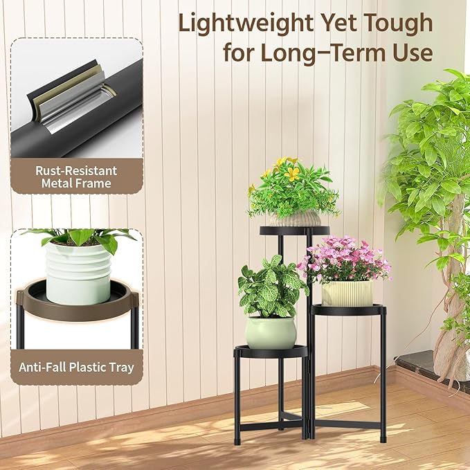 LASZOLA 3 Tiered Folding Plant Stand Indoor - Image 6