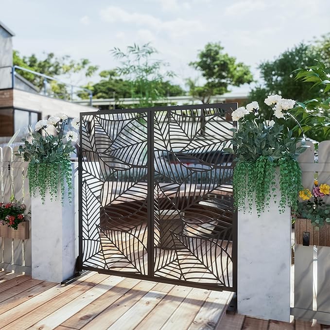 Casaphoria 72" H x 47" W Metal Outdoor Privacy Screen, Freestanding Decorative - Image 3