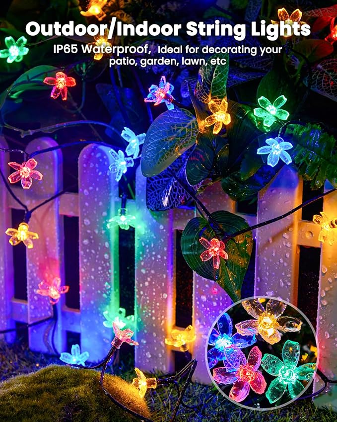Brightown 60 LED Flower Solar String Lights Outdoor Waterproof Fairy Lights - Image 2