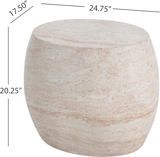 Christopher Knight Home Jayme 20.25" Indoor Outdoor Oval Accent Side Table - Image 2