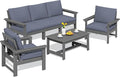 SERWALL HDPE Patio Conversation Set, 6-piece Sectional Outdoor Furniture Set by SERWALL