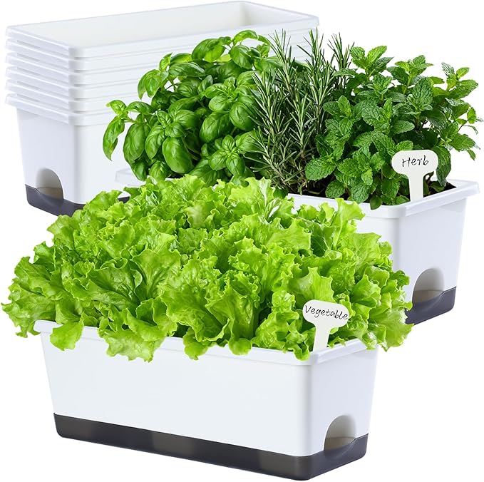 Window Box Planter 8 Pcs, 17 Inches Rectangle Flower Pots by Oliz