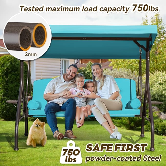 3 in 1 Patio Swing with Adjustable Canopy - Image 3