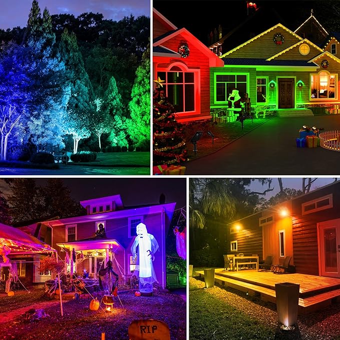 T-SUNUS RGB Solar Landscape Spotlights Christmas, Color Changing Spot Lights - Image 4