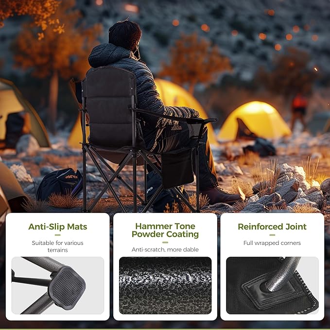 ALPHA CAMP Heavy Duty Camping Chair 500LBS Capacity, Oversized Folding Chair - Image 7