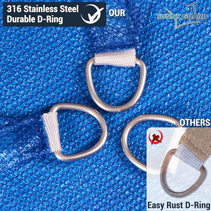 SUNNY GUARD Sun Shade Sail 12'x12'x12' Triangle Silver Grey UV Block Sunshade - Image 3