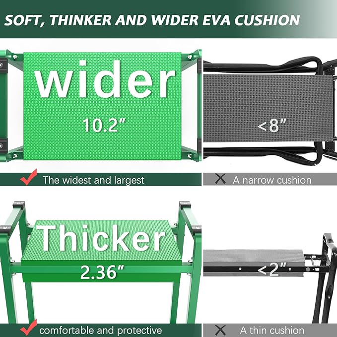 FLINTER 10.2" Wider Garden Kneeler and Seat, Heavy Duty Thick Gardening Bench - Image 3
