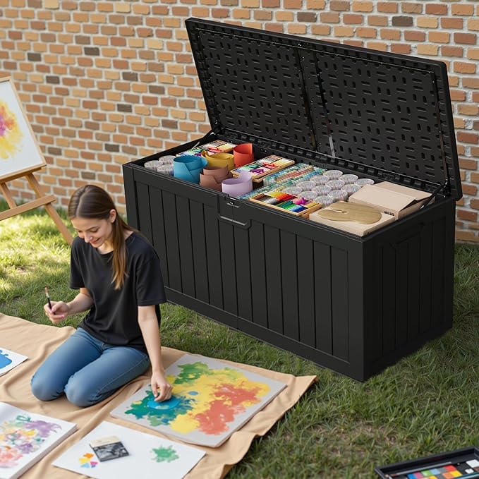 Patiowell 240 Gallon Large Outdoor Storage Box, Waterproof Deck Box - Image 2