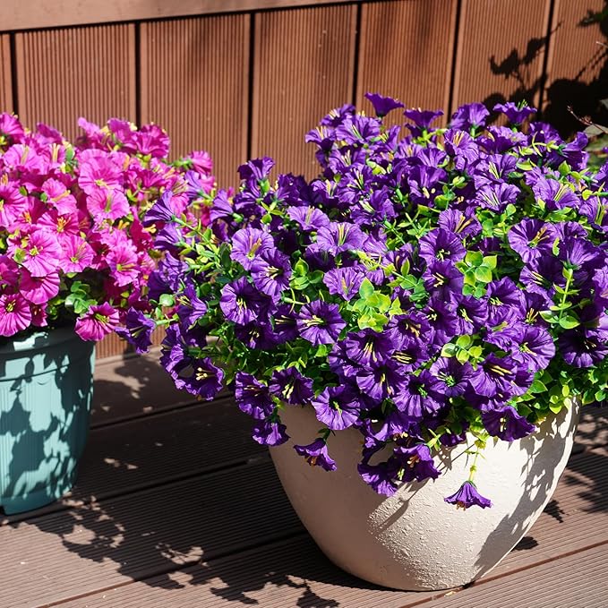 Artificial Flowers for Outdoors, UV Resistant Fake Silk Morning Glory, - Image 5