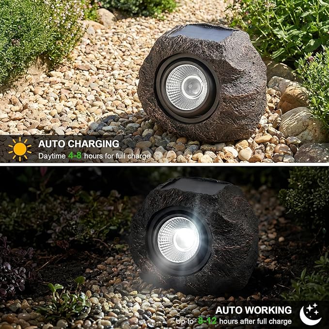 Solar Rock Lights Outdoor Garden Waterproof - Image 2