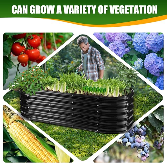 17" Tall Elevated Oval Metal Raised Garden Bed - 5ft x 2ft in Size and 0.8MM - Image 5