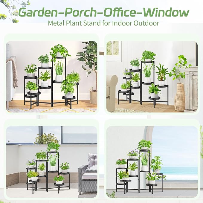 iDavosic.ly Plant Stand Indoor Outdoor, 9 Tier Corner Metal Flower Display - Image 3
