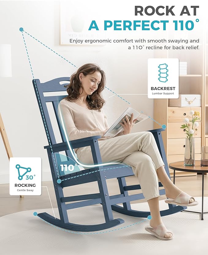 Ciokea Oversized Outdoor Rocking Chairs Set of 2, 380lbs Heavy-Duty Large Patio - Image 5