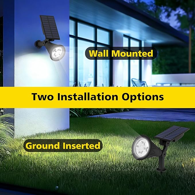 T-SUN Solar Spotlights Outdoor, 2 Pack White LED Landscape Lights, Waterproof - Image 6