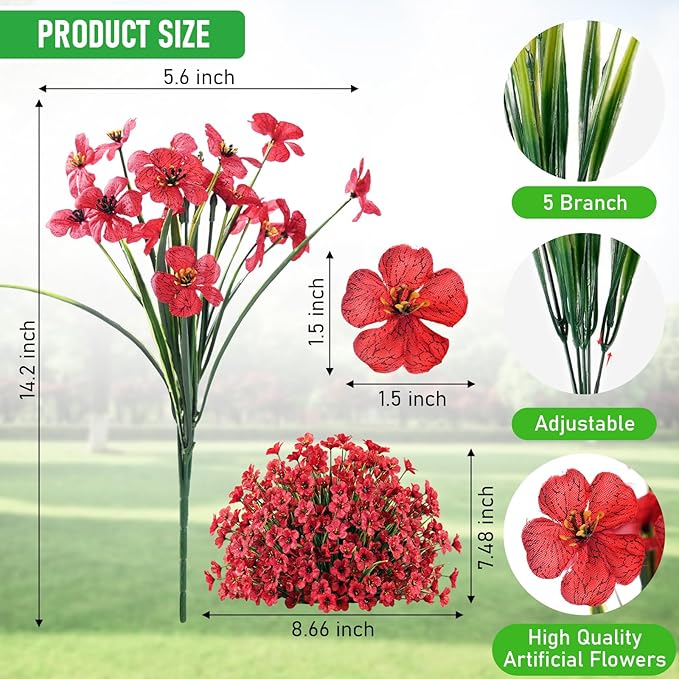 22 Pack Artificial Flowers Outdoor Fake Plants, Faux Flowers UV Resistant - Image 4