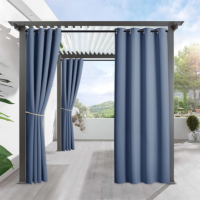 RYB HOME Outdoor Curtains for Patio Waterproof Block Sunlight Thermal Insulated by RYBHOME