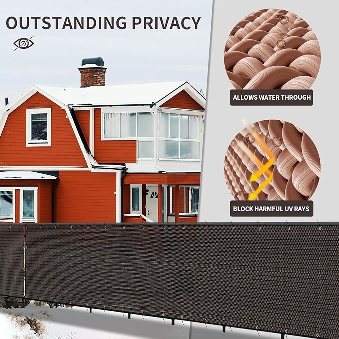 LOVE STORY Custom Size 3'x27' Brown Balcony Privacy Screen, UV Block Privacy - Image 4