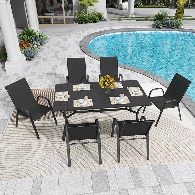Patio Chairs Set of 8, Stackable Outdoor Dining Chairs - Image 4