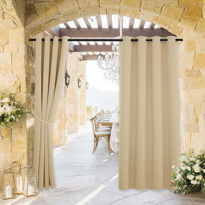 RYB HOME Outdoor Curtains for Patio Waterproof Block Sunlight Thermal Insulated by RYBHOME