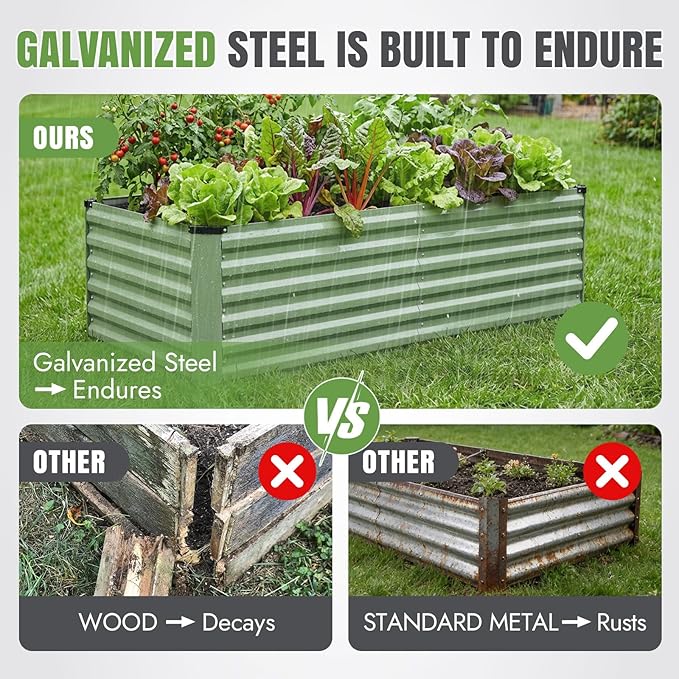 INNO STAGE 6x3x2ft Galvanized Raised Garden Bed, Raised Garden Bed Kit-Metal - Image 7