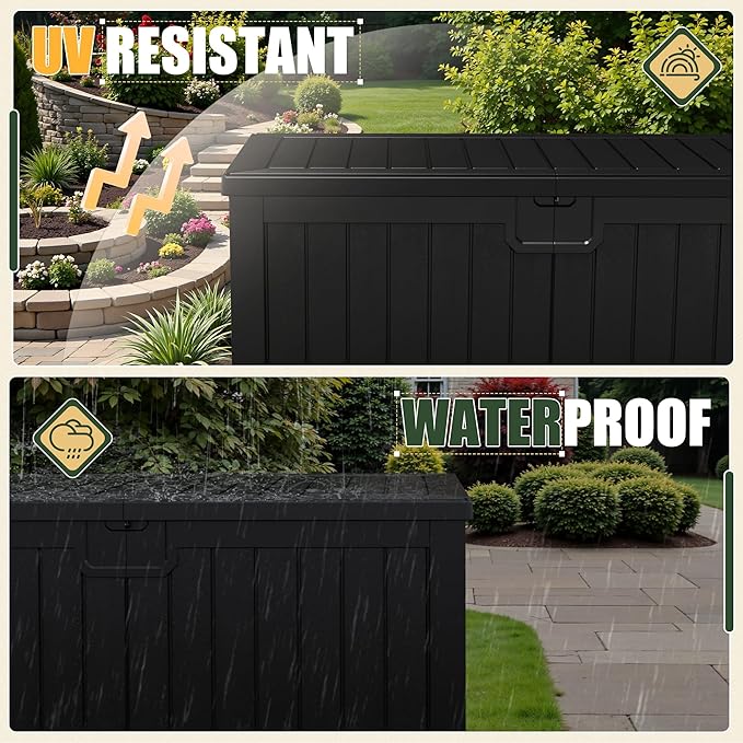 JUMMICO 250 Gallon Outdoor Resin Deck Box - Image 4