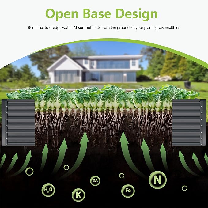 8x2x2FT Galvanized Raised Garden Bed, Galvanized Planter Boxes Outdoor - Image 2