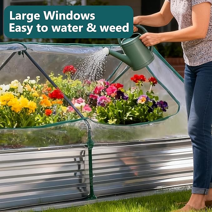 DUMOS Raised Garden Bed with Cover, Extra Large Metal Garden Bed Mini Greenhouse - Image 3