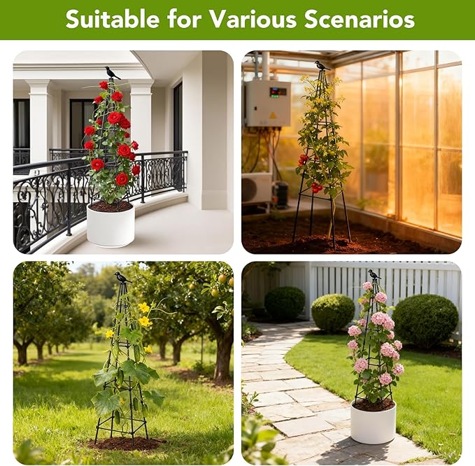 2 Pack Garden Trellis for Climbing Plants Outdoors, 70inch Tower Obelisk - Image 6