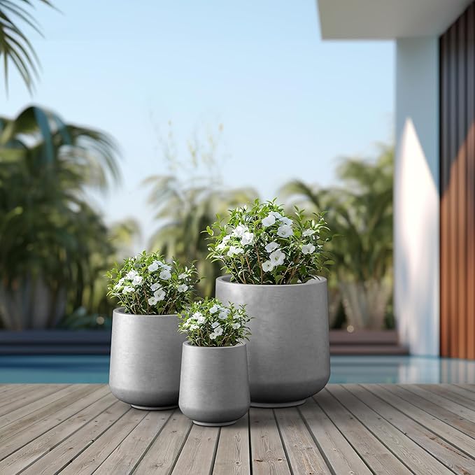 Kante 15.3"+11.6"+8.2" Dia Round Concrete Planter, Large Outdoor Indoor Planter - Image 7