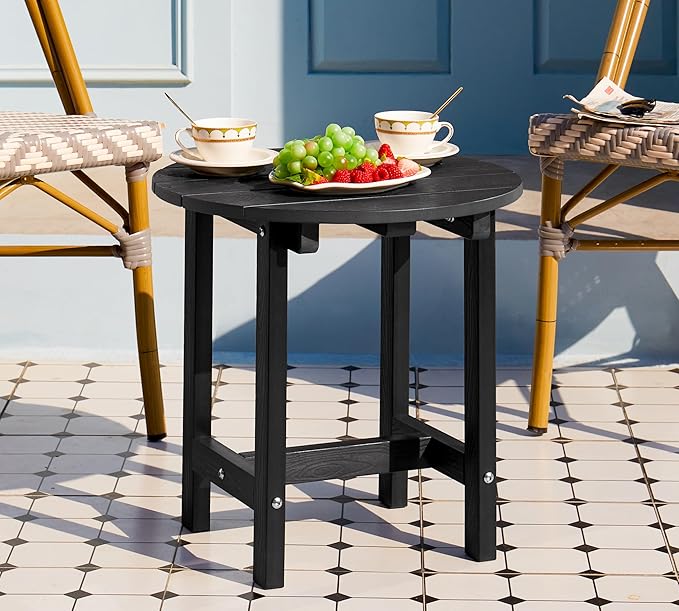Y&M Outdoor Side Table, Waterproof Four-Legged Round Entryway End Table - Image 2