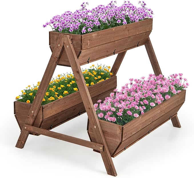 Giantex Vertical Raised Garden Bed, 3 Large Wood Planter Boxes by Giantex