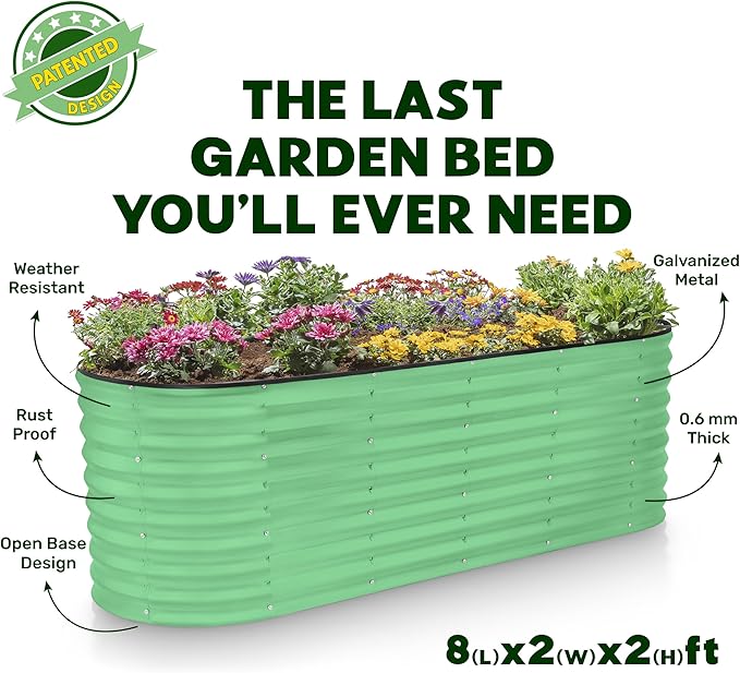 Plant & Plot Galvanized Raised Garden Beds Outdoor // 8×2×2 ft Planter Raised - Image 5