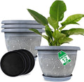 12 Inch Large Planter Pot for Plants Indoor Outdoor, 4 Pack Plastic Flower Pots by Fodetyff