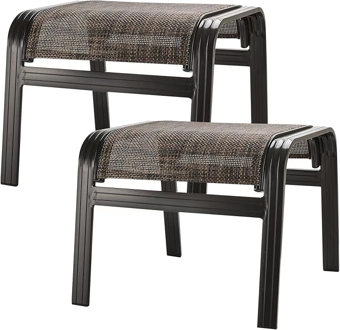 Patio Footstools Outdoor Foot Rest Aluminum Ottomans Samll Seat Wicker by Deguifei