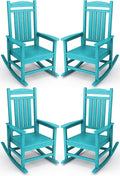 KINGYES HDPE Outdoor Rocking Chair Set of 4, All-Weather Poly Patio Rocking by KINGYES