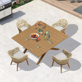 PURPLE LEAF 5 Pieces Oversized Square Patio Dining Set by PURPLELEAF