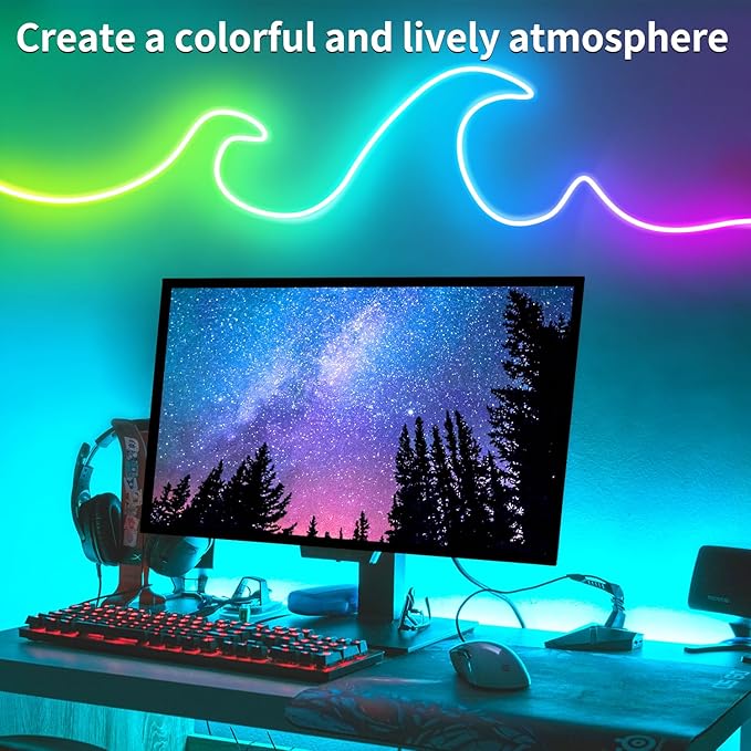 100ft LED neon Lights with Remote APP Control IP65 Waterproof Flexible Neon LED - Image 4