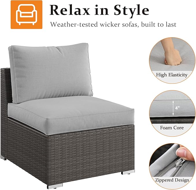 Wisteria Lane 2 Pieces Patio Furniture Sets, Outdoor Sectional Furniture - Image 3