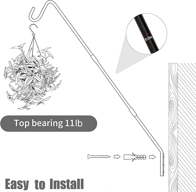 Juegoal 2 Pack Heavy Duty Deck Hook, 25 Inch or 36 Inch Wall Mounted Extended - Image 5